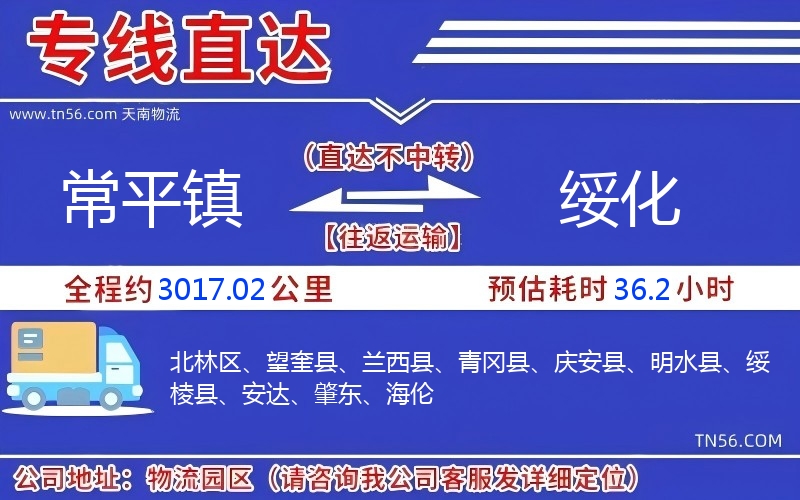常平镇到绥化物流公司