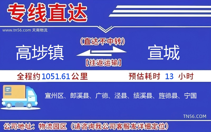 高埗镇到宣城物流公司