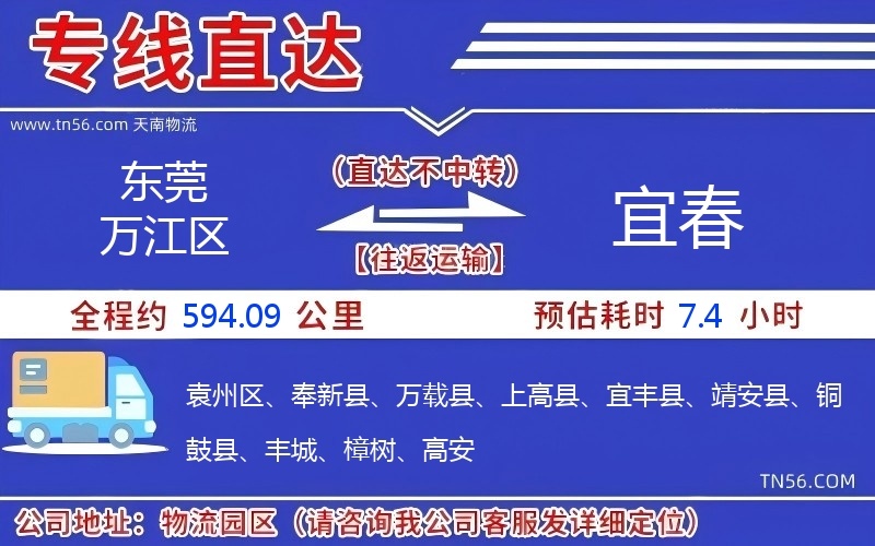 东莞万江区到宜春物流公司