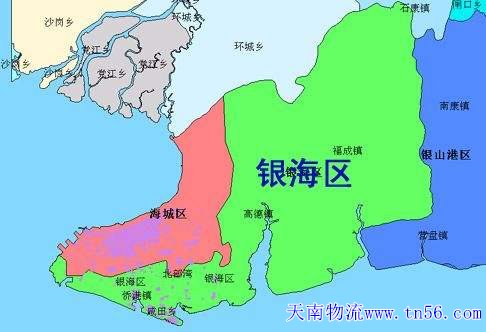 东莞到北海市货运地图