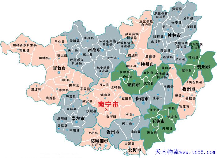广西省货运运输地图