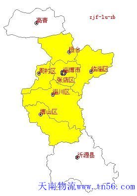 东莞到淄博市货运地图